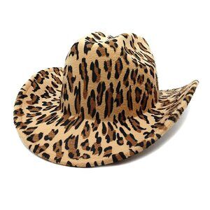 Western Style Leopard Cowgirl Printed Hat